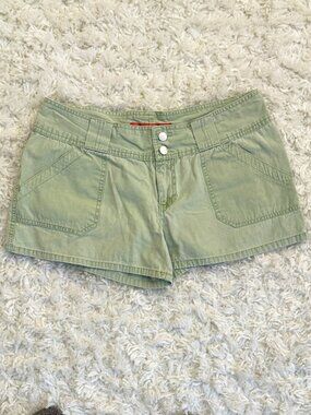 Vintage Y2K Mossimo Green Micro Mini Low Rise Shorts Juniors Size 13